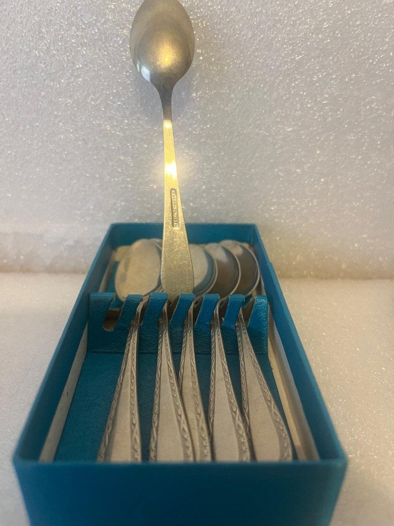 VELVET-SILVER set verzilverde koffielepels uit de jaren 20, Antiek en Kunst, Ophalen of Verzenden