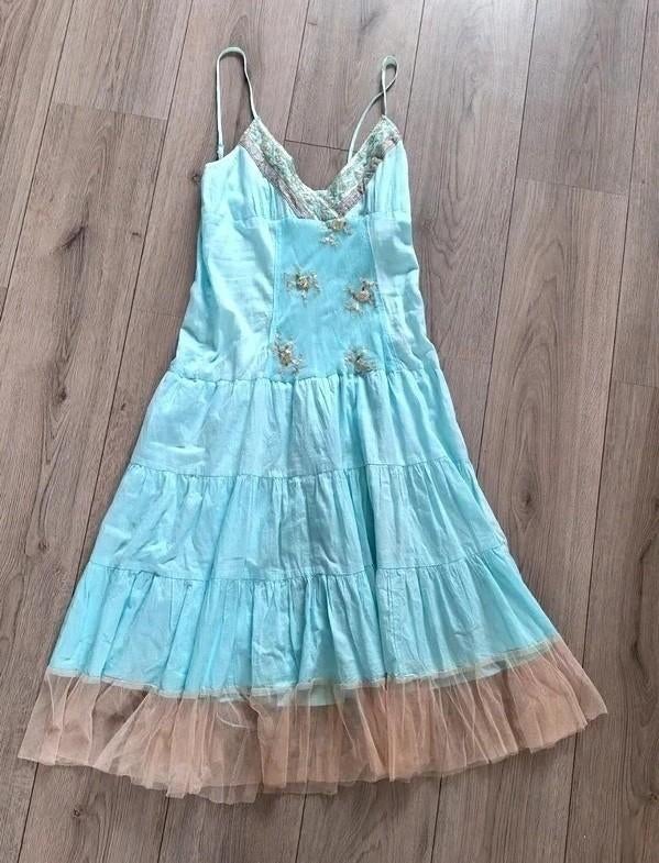 ybisa ibiza zomerjurk lichtblauw boho jurk maat l 40 katoen, Ybisa, Blauw, Maat 42/44 (L), Ophalen of Verzenden