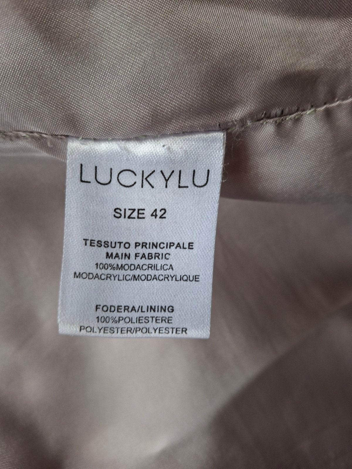 LuckyLu Milano Faux Fur Jas Maat 42, Maat 38/40 (M), Beige, Ophalen of Verzenden, Zo goed als nieuw