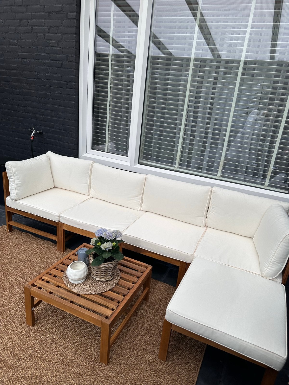 Houte loungeset (Gratis bezorging en installatie!), Ophalen, 6 zitplaatsen, Zo goed als nieuw, Loungeset