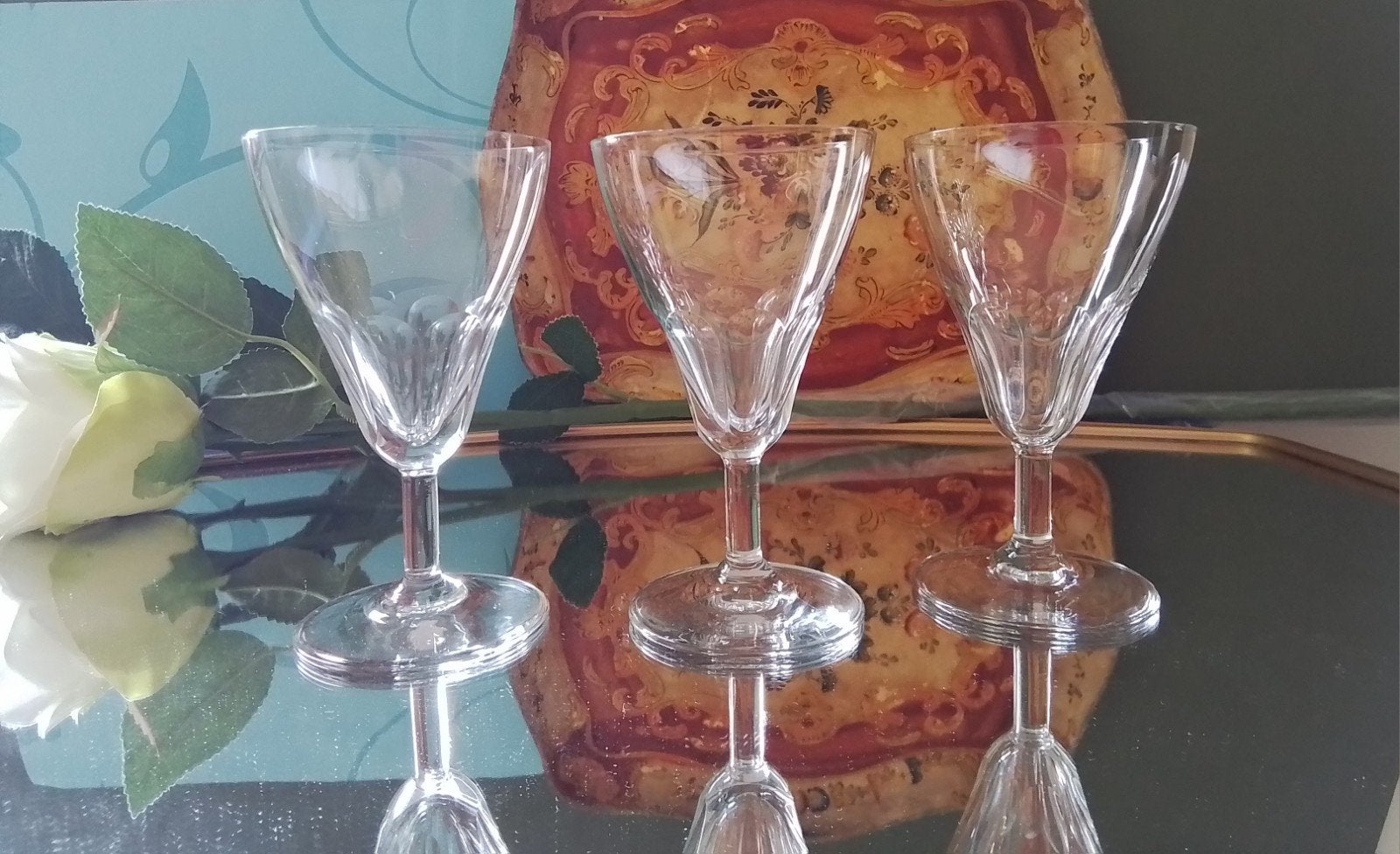 3 Vintage Val Saint Lambert Kristallen Glazen - 11 cm, Antiek en Kunst, Ophalen of Verzenden