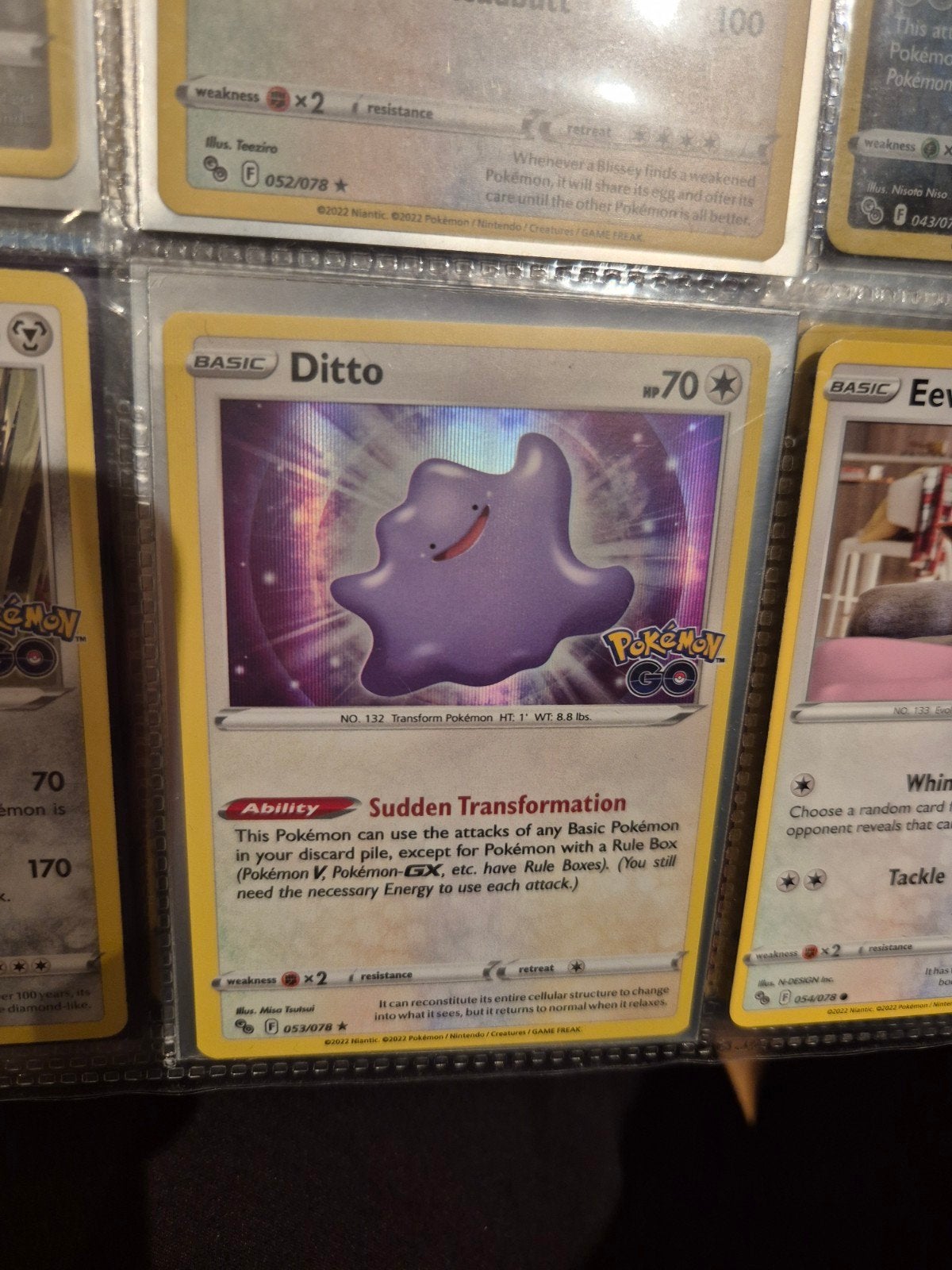 Pokémon TCG: Ditto Holo (053/078) uit Pokémon GO set, Ophalen of Verzenden, Zo goed als nieuw, Losse kaart, Foil