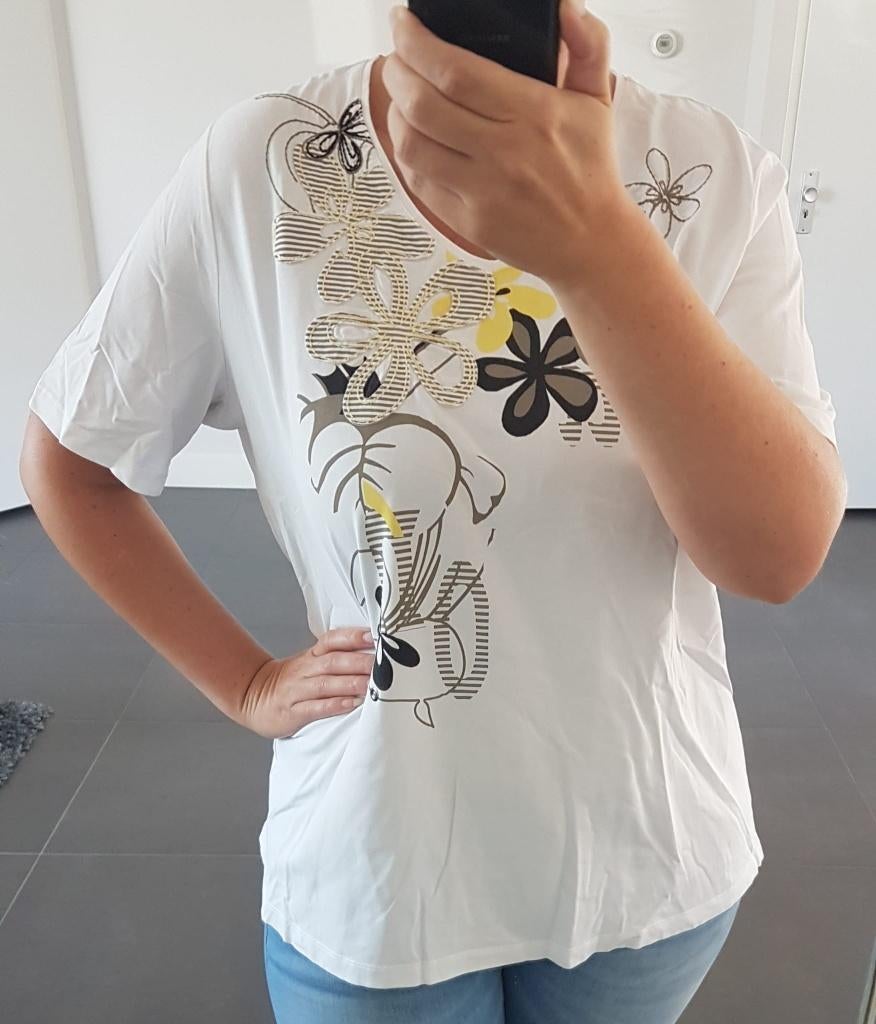 Van Uffelen Frank Walder T-Shirt Wit Korte Mouw Dames 50, Verzenden, Wit, Maat 46/48 (XL) of groter, Zo goed als nieuw