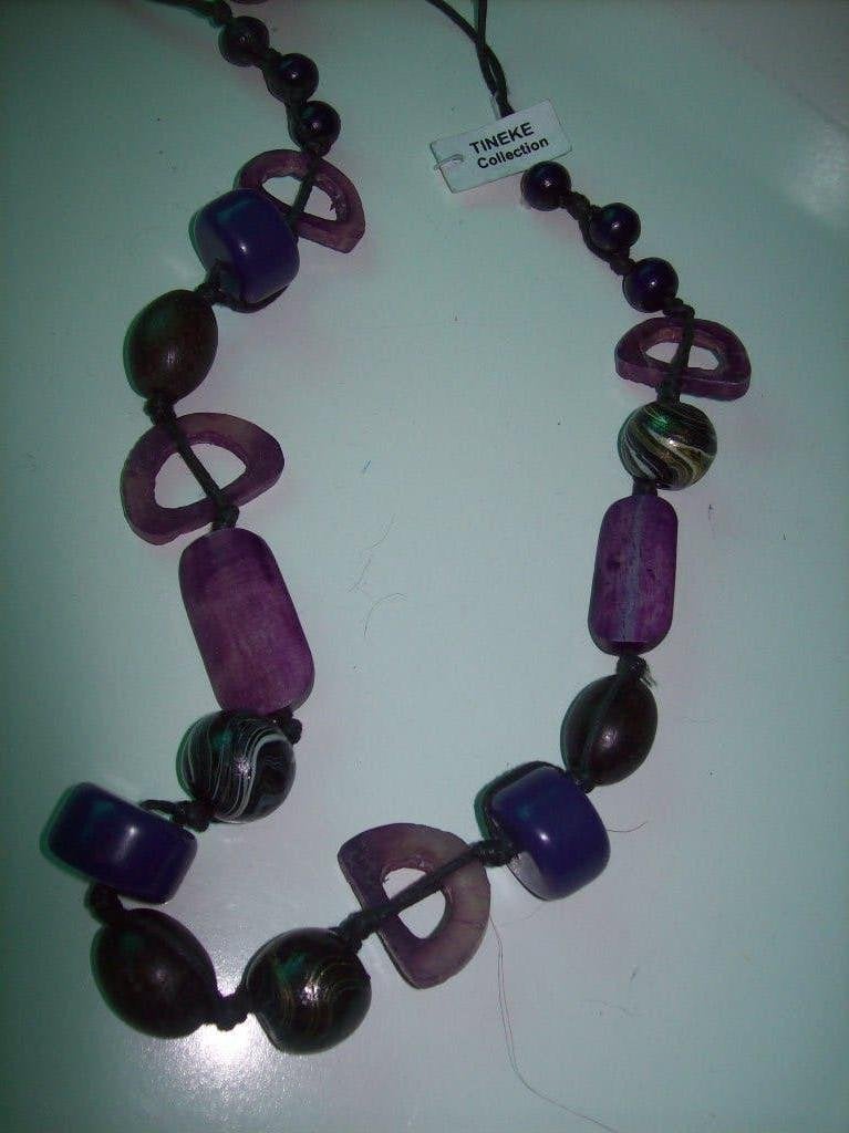 Ketting Mooi Zwart Paars tinten Fraai Steen Kraal Model, Sieraden, Tassen en Uiterlijk, Kettingen, Verzenden, Paars, Nieuw, Steen of Mineraal