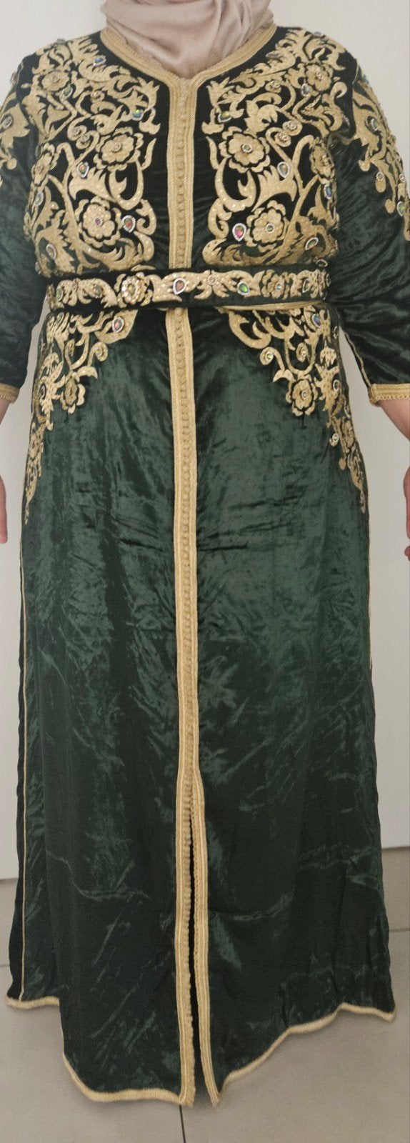 Groene Mobra Kaftan - Maat 40-44, Maat 42/44 (L), Ophalen of Verzenden, Zo goed als nieuw, Onder de knie