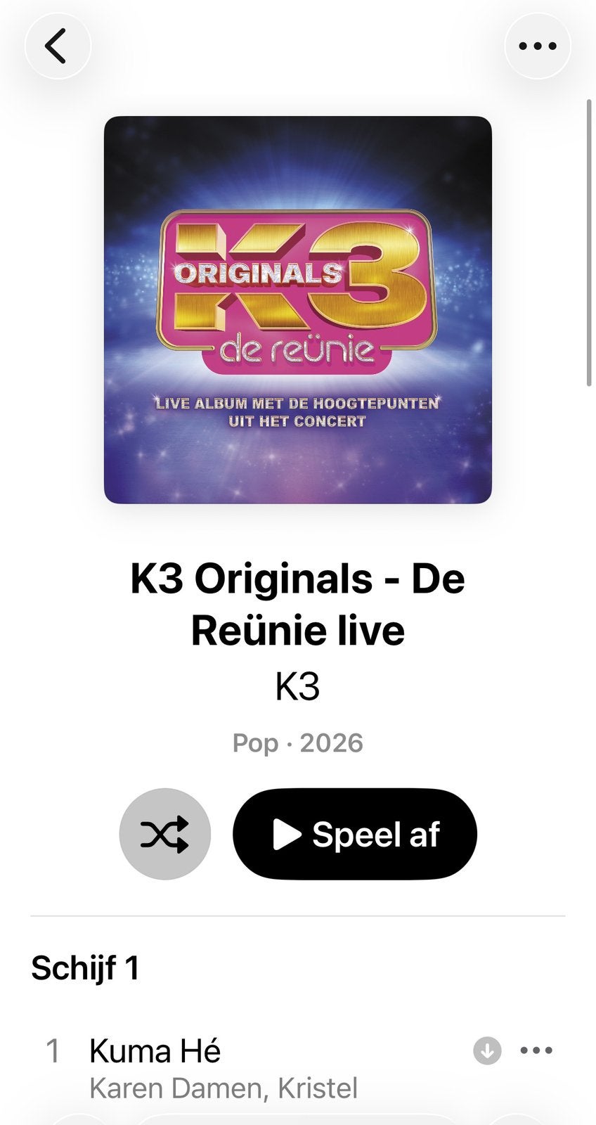 (LET OP, enkel digitaal) K3 Originals - De Reünie live album, Cd's en Dvd's, Cd's | Pop, Verzenden, Zo goed als nieuw