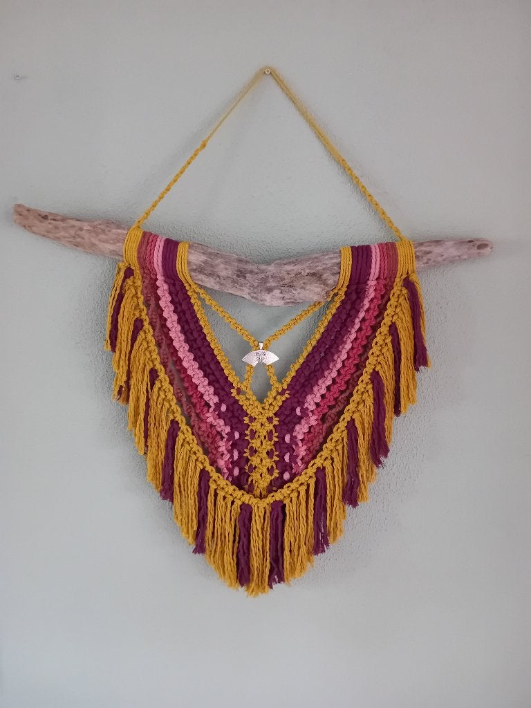 Macrame wandhanger, muurdecoratie, wanddecoratie, Wandhanger, Meerkleurig, Textiel, Nieuw