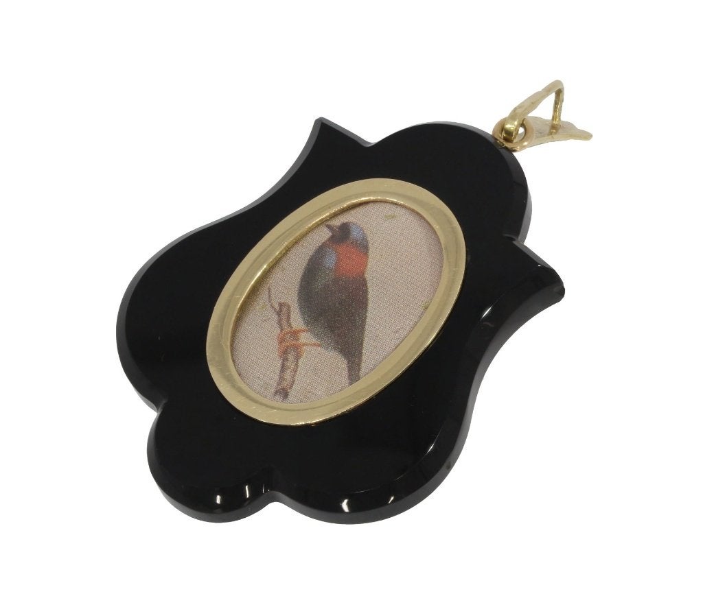 Bloemenmand onyx schild 14k grote hanger schild ketting dame, Voordeelsieraden, Ophalen of Verzenden, Zo goed als nieuw, Info@voordeelsieraden.nl