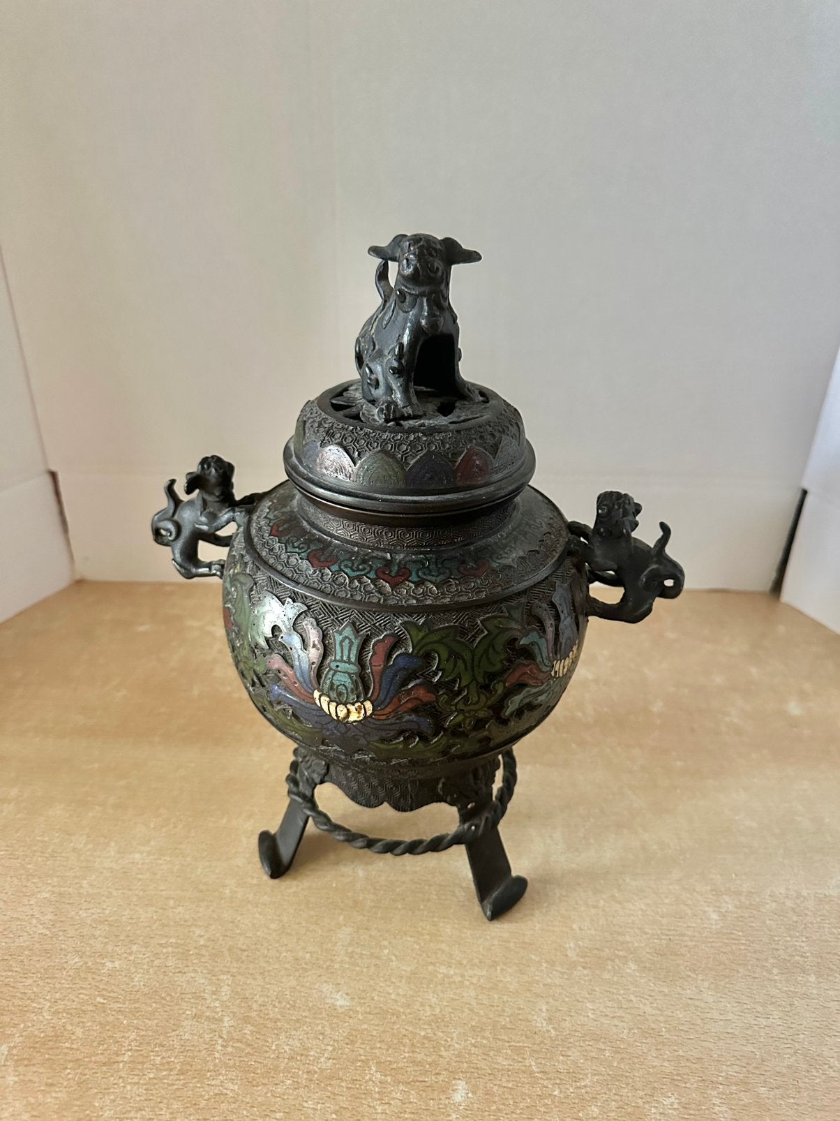 Grote bronzen cloisonné koro, Ophalen of Verzenden