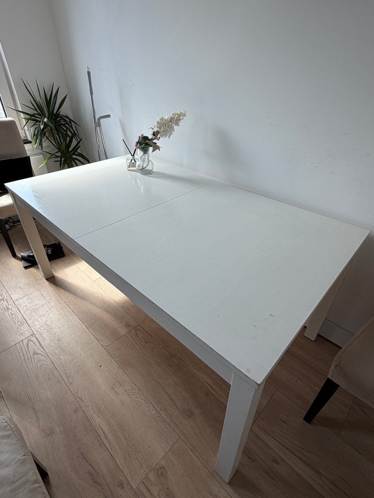 Witte uitschuifbare eettafel - IKEA 175 x 95, Huis en Inrichting, Tafels | Eettafels, Ophalen, Gebruikt, Wit, 50 tot 100 cm