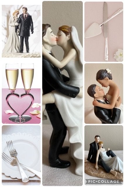 4 stuks Bruidspaar taartfiguren voor bruidstaart/decoratie, Ophalen of Verzenden, Nieuw, Wit, Accessoires