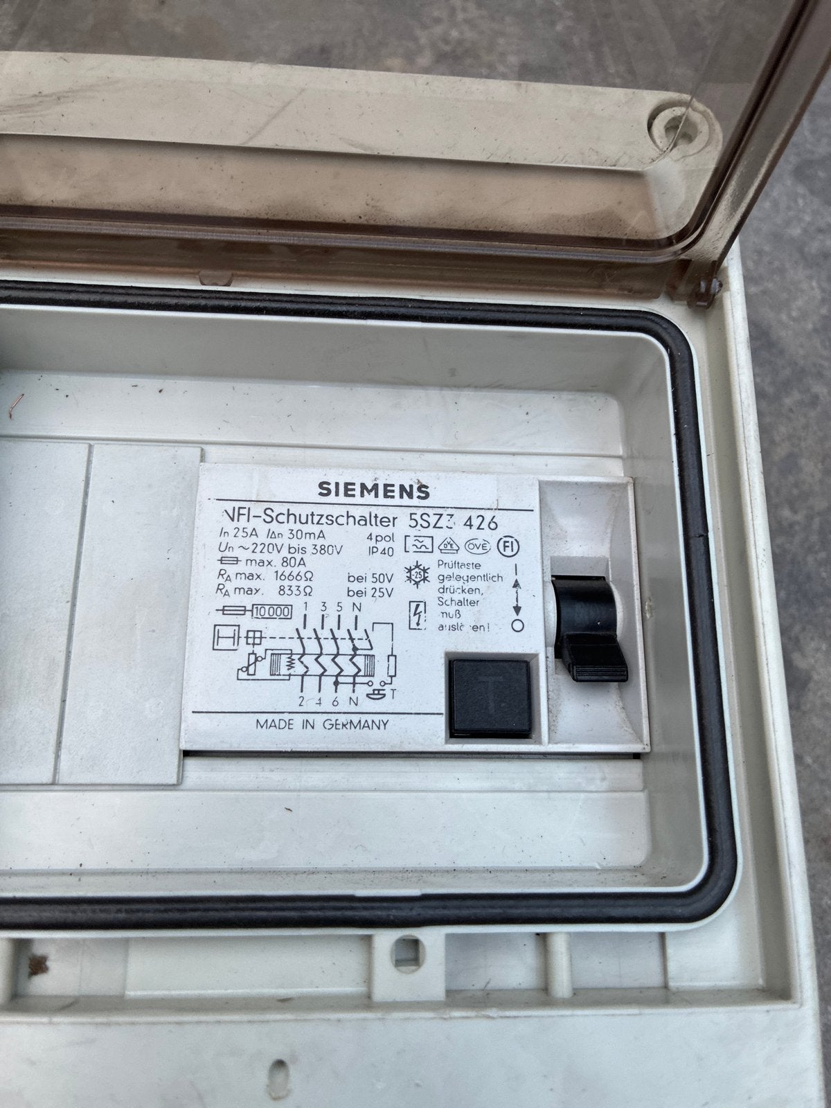 Siemens NFI-Schutzschalter 5SZ3 426 Aardlekschakelaar, Doe-het-zelf en Verbouw, Ophalen of Verzenden, Gebruikt, Siemens, Aardlekschakelaar