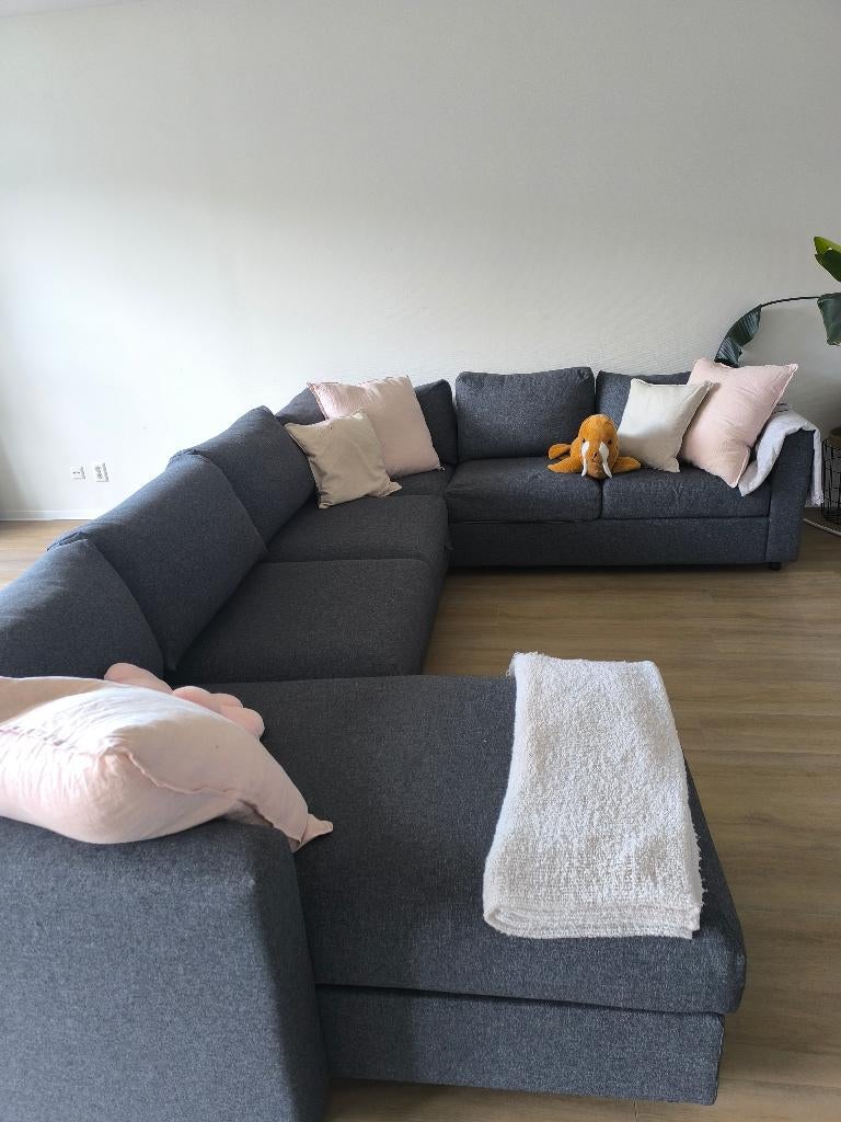 Vimle slaapbank 6 zit met chaiselong, Ophalen, 100 tot 125 cm, Zo goed als nieuw, Stof