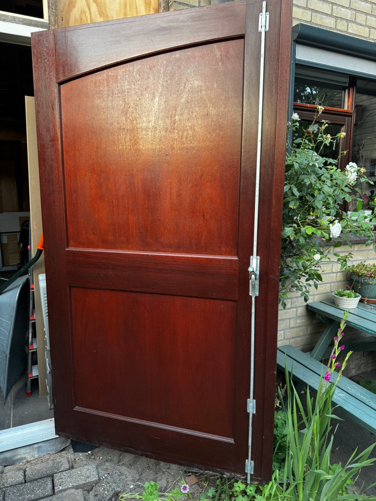 Massieve hardhouten enkele deur (215x120cm), Ophalen, Gebruikt, Garagedeur, Hout