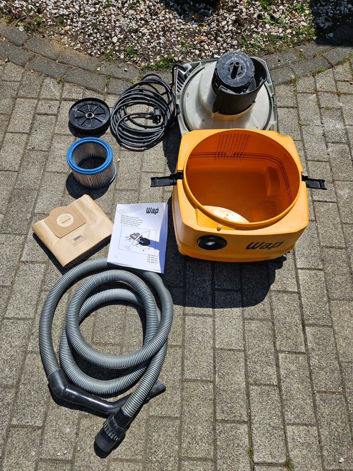 Wap SQ 450-11 Industriële Stofzuiger - 1200W, Gebruikt, Industriële stofzuiger, 1200 tot 1600 watt, Ophalen