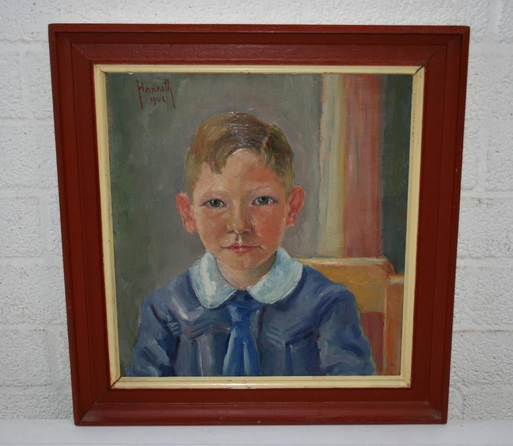 Otto Hanrath - Jongensportret, bieden vanaf €120, Antiek en Kunst, Kunst | Schilderijen | Klassiek, Ophalen