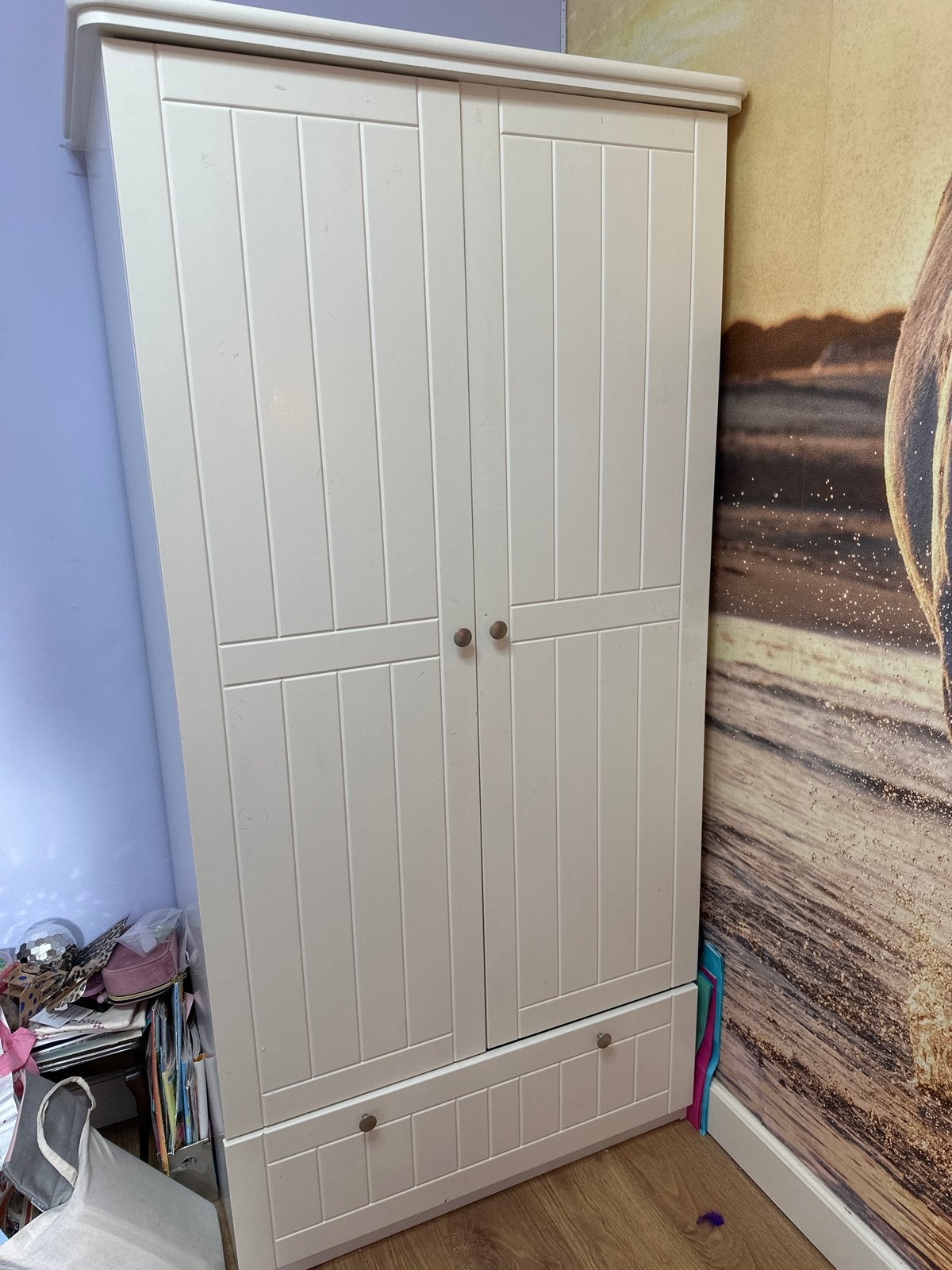 Witte kledingkast met lade en hangruimte 188/90/52 cm, Ophalen, Gebruikt, 50 tot 100 cm, Met lade(s)