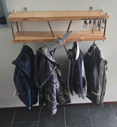 Kinderkapstok Vliegtuig Hout - Uniek Design, Ophalen, Metaal, Kinderkapstok