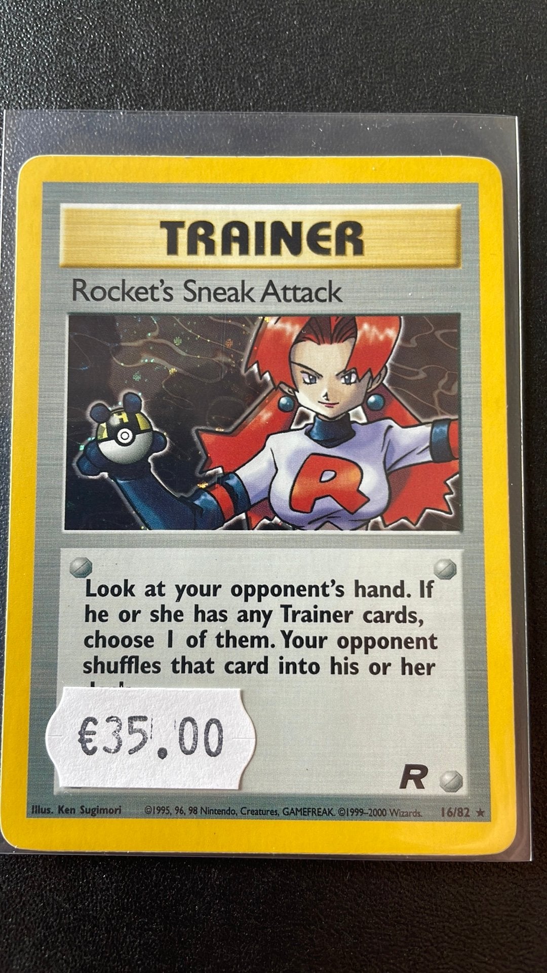 Pokemon kaart rocket’s sneak attack holo 16/82, Ophalen of Verzenden, Gebruikt, Losse kaart, Foil