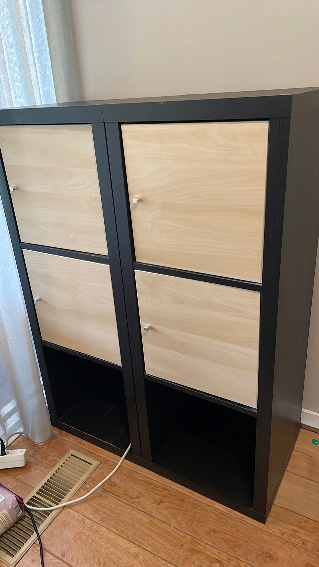 Ikea 6 vakken kast zwart met 4 deurtjes, Ophalen, Gebruikt, 50 tot 100 cm, Minder dan 100 cm