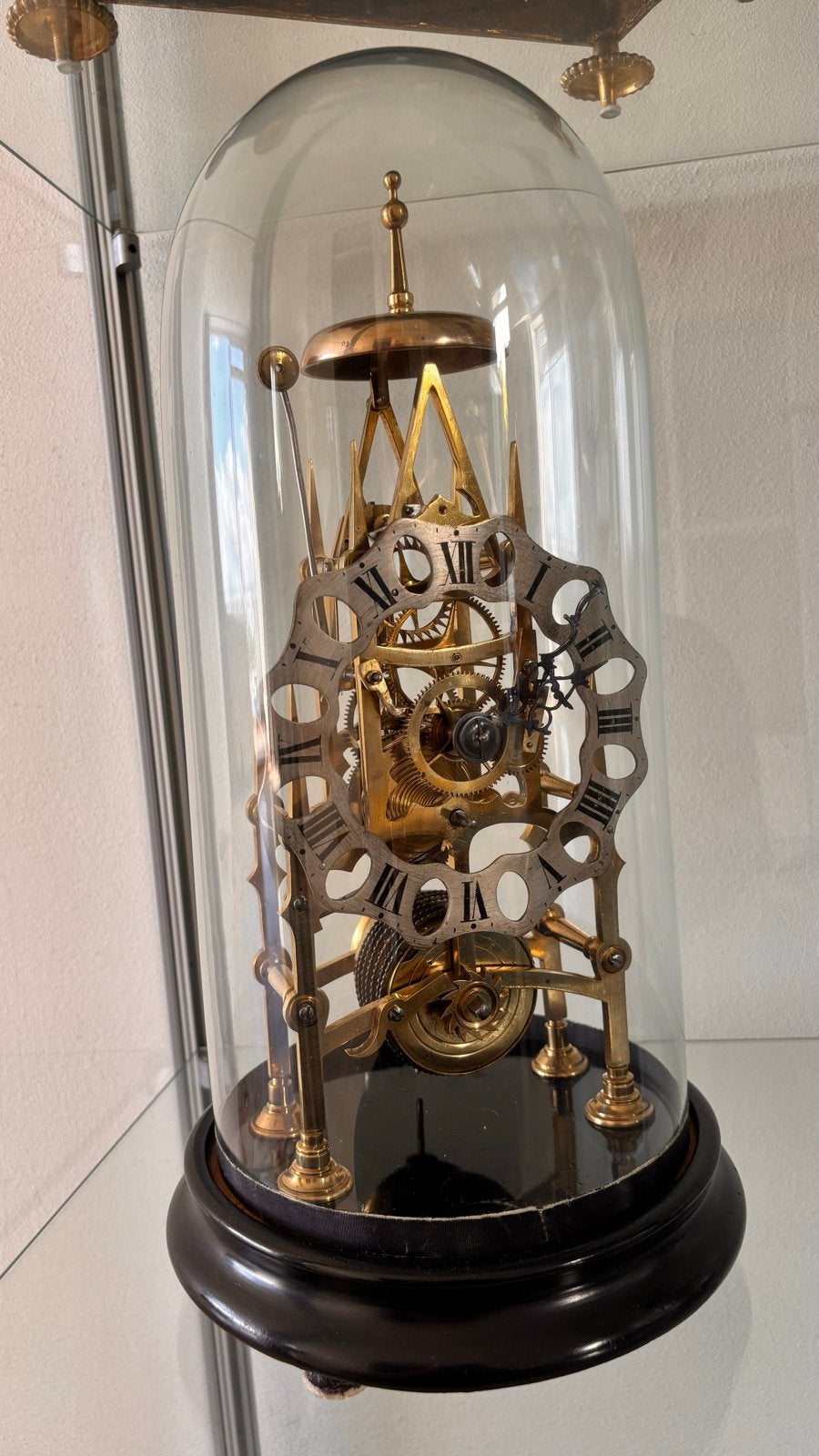 Antieke Franse Skeletklok onder Glazen Stolp (ca. 1830-1870), Ophalen of Verzenden