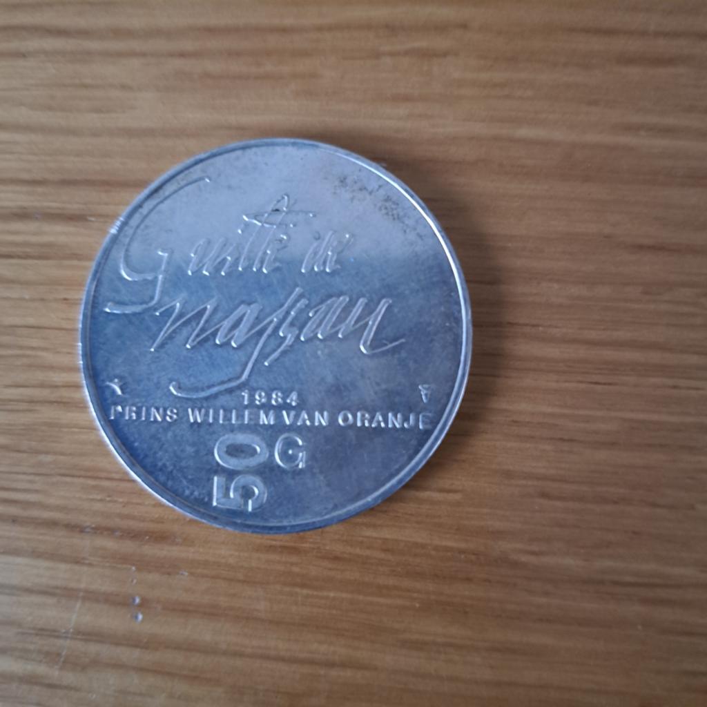 Zilveren 50 Gulden Munt 1984 - Prins Willem van Oranje, Ophalen of Verzenden