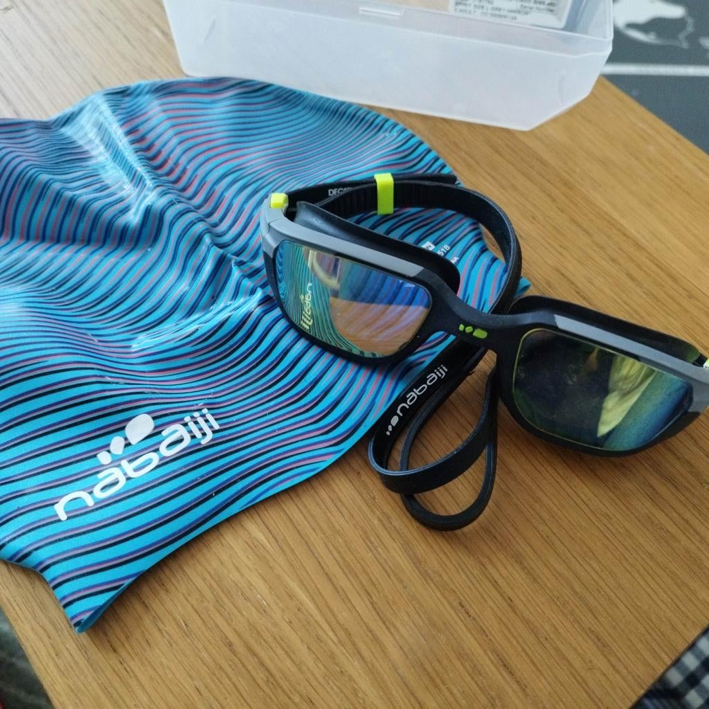 Nabaiji zwembril en badmuts set, Ophalen of Verzenden, Zo goed als nieuw, Duikbril of Snorkel