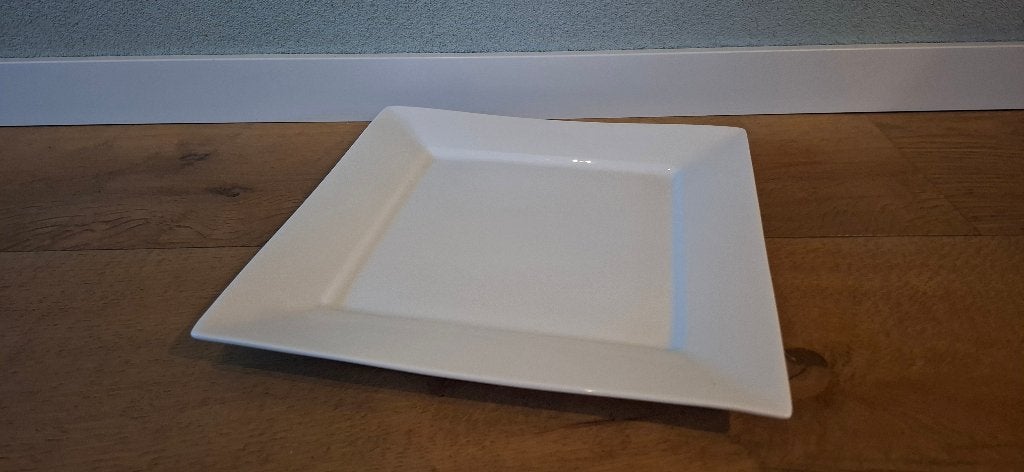 Serveerschaal kaarsenbord groot bord vierkant 40 x 40 cm wit, Ophalen, Zo goed als nieuw, Porselein, Bord(en)