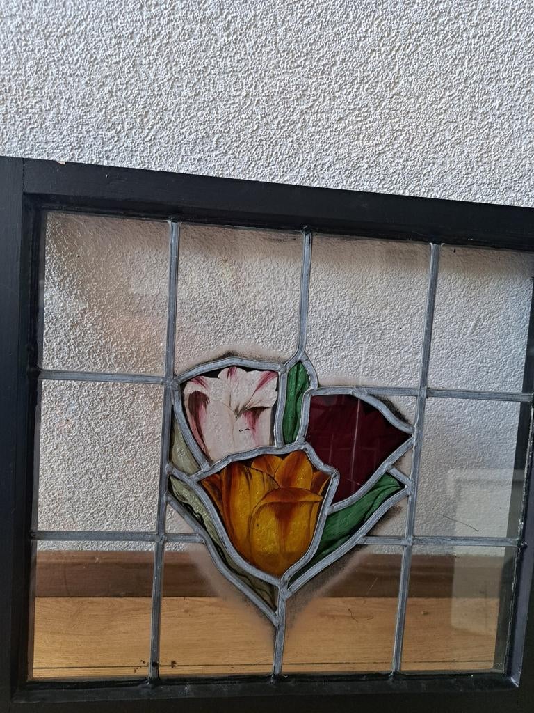Glas in lood raam tulp patroon, Ophalen of Verzenden