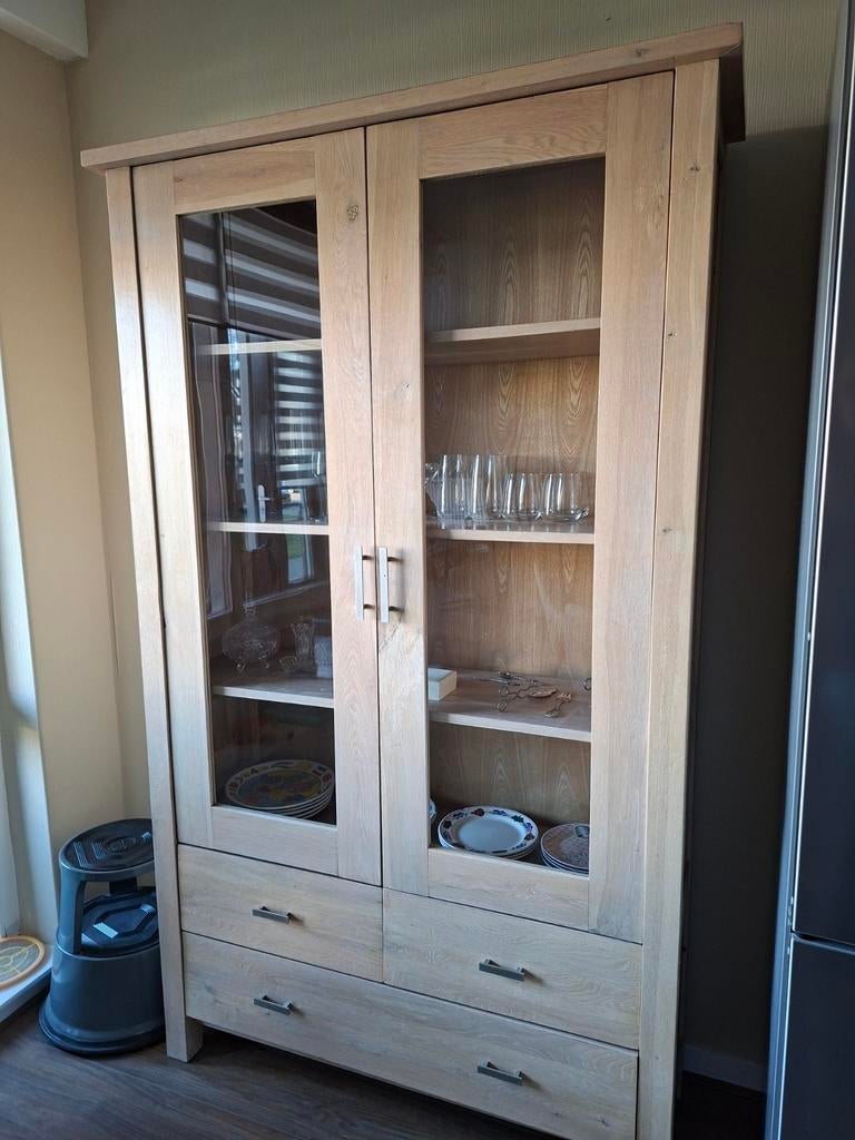 Blank eiken kast hoogte 2.00 breedte 114 diep 37, Gebruikt, 100 tot 150 cm, Eikenhout, Ophalen of Verzenden