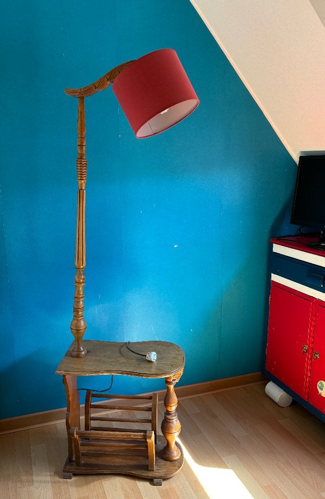 schemerlamp/lectuurbak, Gebruikt, E27 (groot), 150 tot 200 cm, Hout
