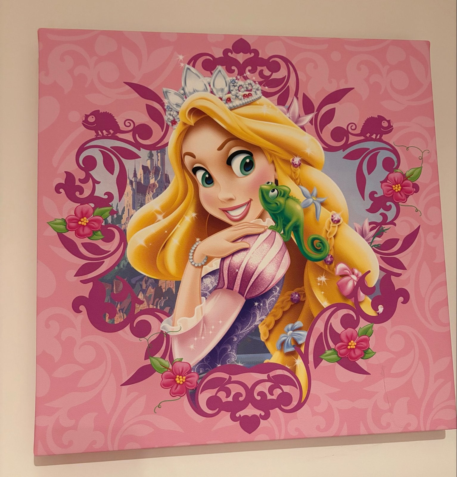 Prinses Rapunzel Canvas Schilderij 40x40 cm, Minder dan 50 cm, Ophalen of Verzenden, 5 – 50, Print