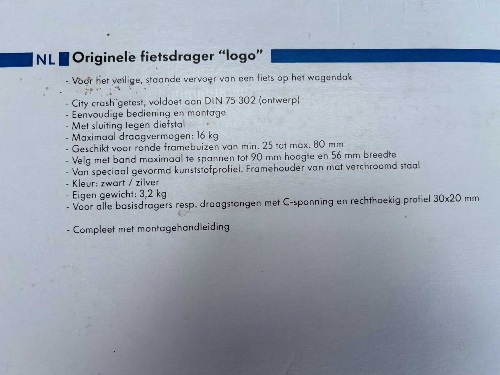 Originele Volkswagen fietsendrager voor dakmontage, Ophalen of Verzenden, 1 fiets, Nieuw, Dakdrager
