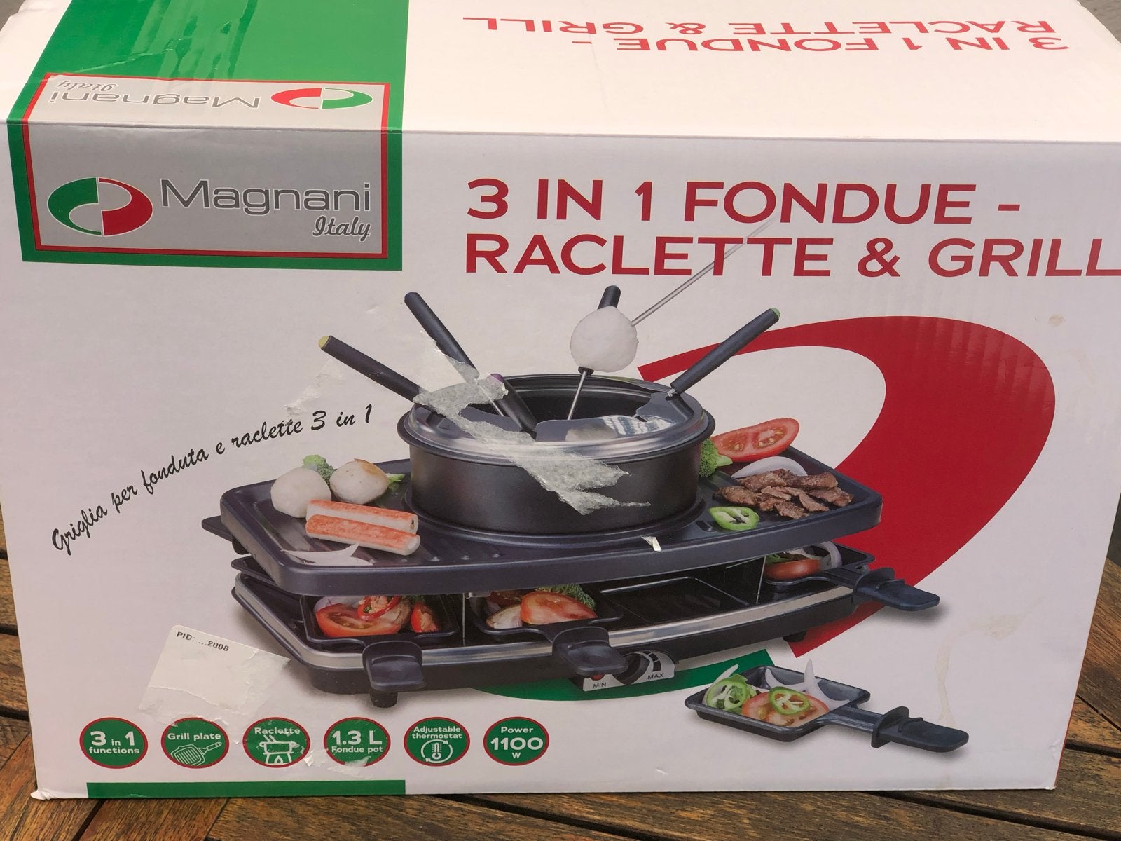 Magnani Italy 3-in-1 Fondue Raclette & Grill, Ophalen of Verzenden, Zo goed als nieuw, 4 t/m 7 personen