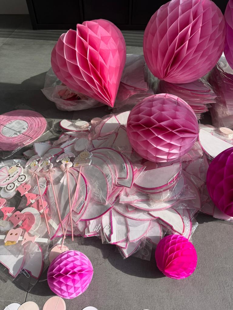 Roze versiering decoratie babyshower bruiloft verjaardag, Hobby en Vrije tijd, Feestartikelen, Ophalen, Nieuw, Versiering, Geboorte of Huwelijk