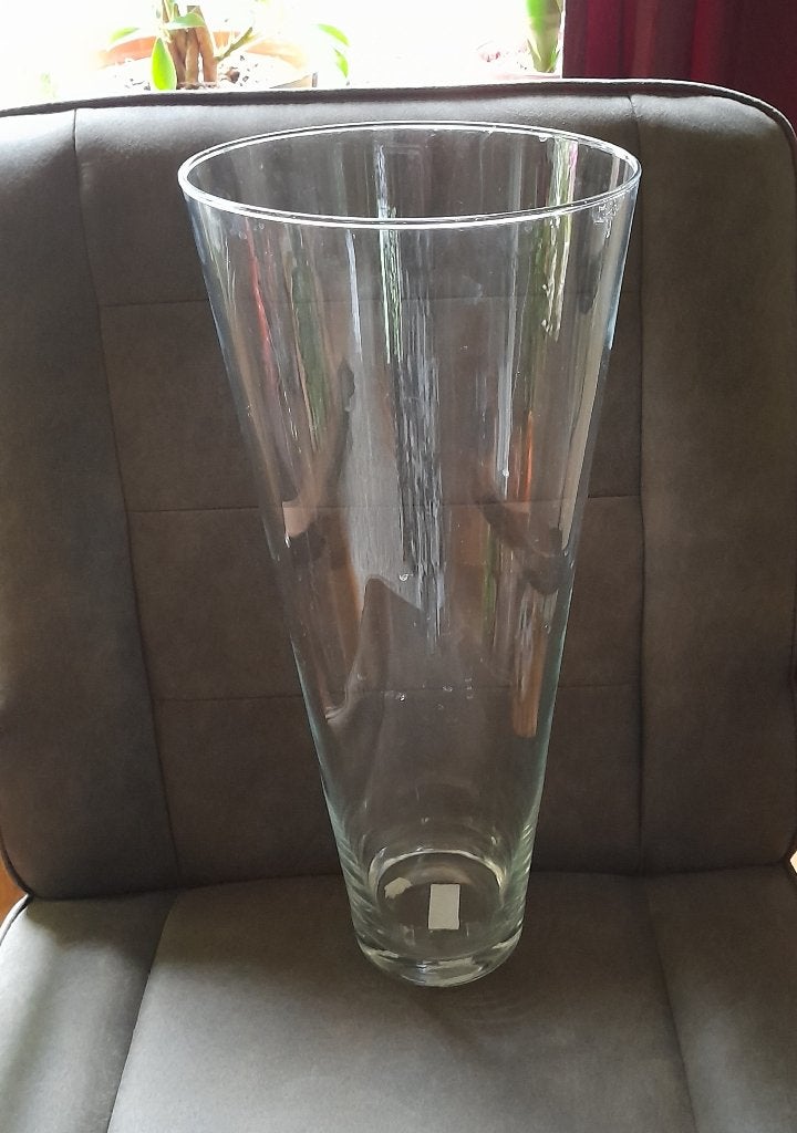 Glazen vaas, lengte 50 cm, Huis en Inrichting, Ophalen, Gebruikt, Transparant, Glas