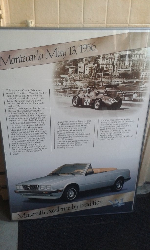 Maserati Monaco Grand Prix 1956 Poster - Klassieke Auto, Verzamelen, Ophalen, Met lijst, Deurposter of groter, Sport