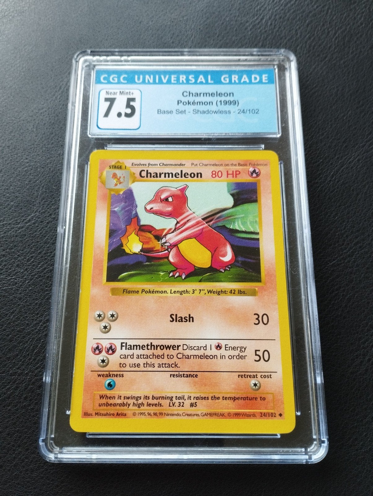 Shadowless Charmeleon Pokemon kaart Base set CGC7.5 NM, Ophalen of Verzenden, Zo goed als nieuw
