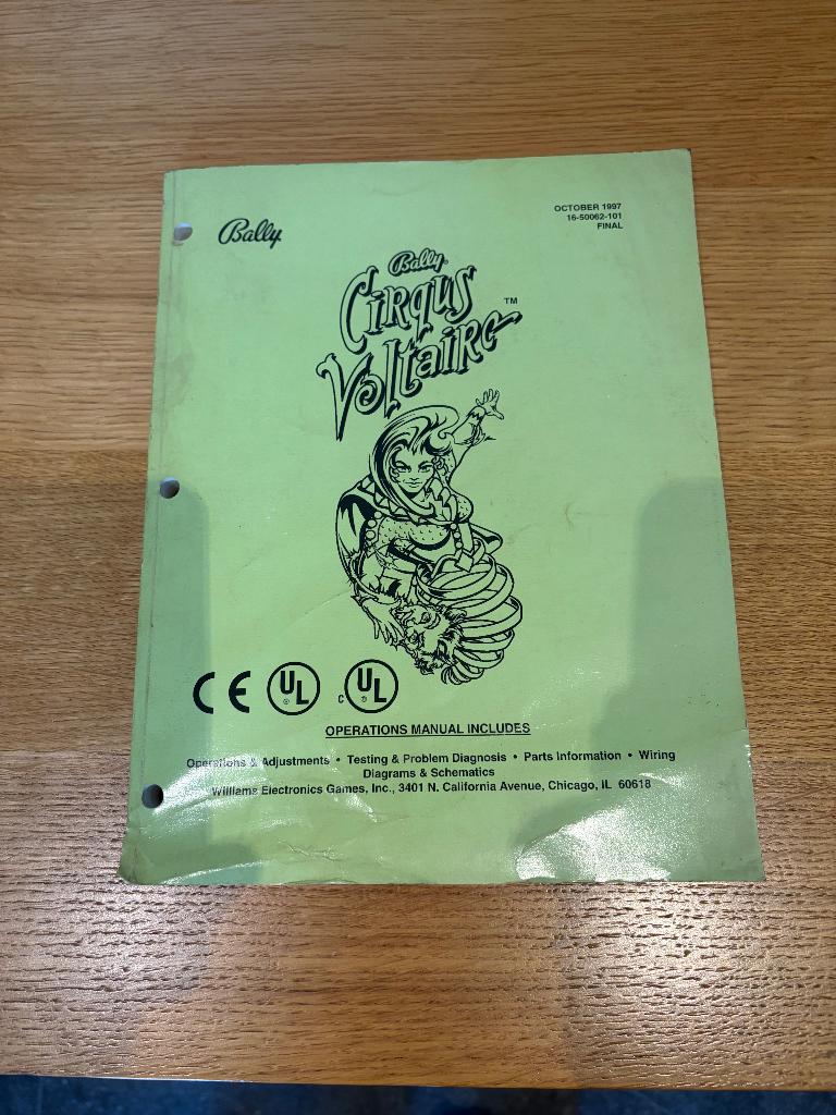 Originele handleiding Cirqus Voltaire / Adams Family, Ophalen of Verzenden, Zo goed als nieuw, Flipperkast, Bally