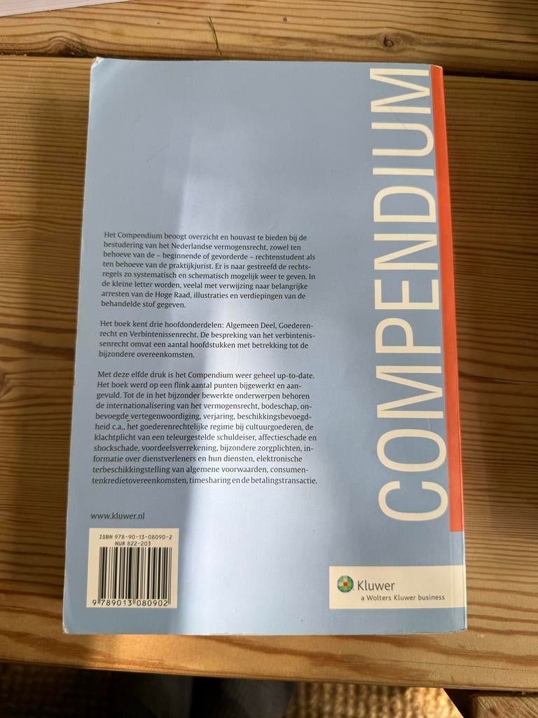 Compendium Nederlands Vermogensrecht - 11e druk, Boeken, Studieboeken en Cursussen, Ophalen of Verzenden, Gamma, Zo goed als nieuw