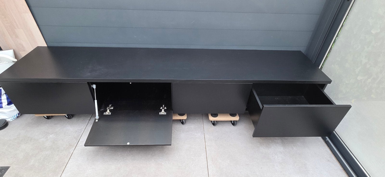 Zwarte tv kast (Zen lifestyle), Ophalen, Gebruikt, 200 cm of meer, Minder dan 100 cm