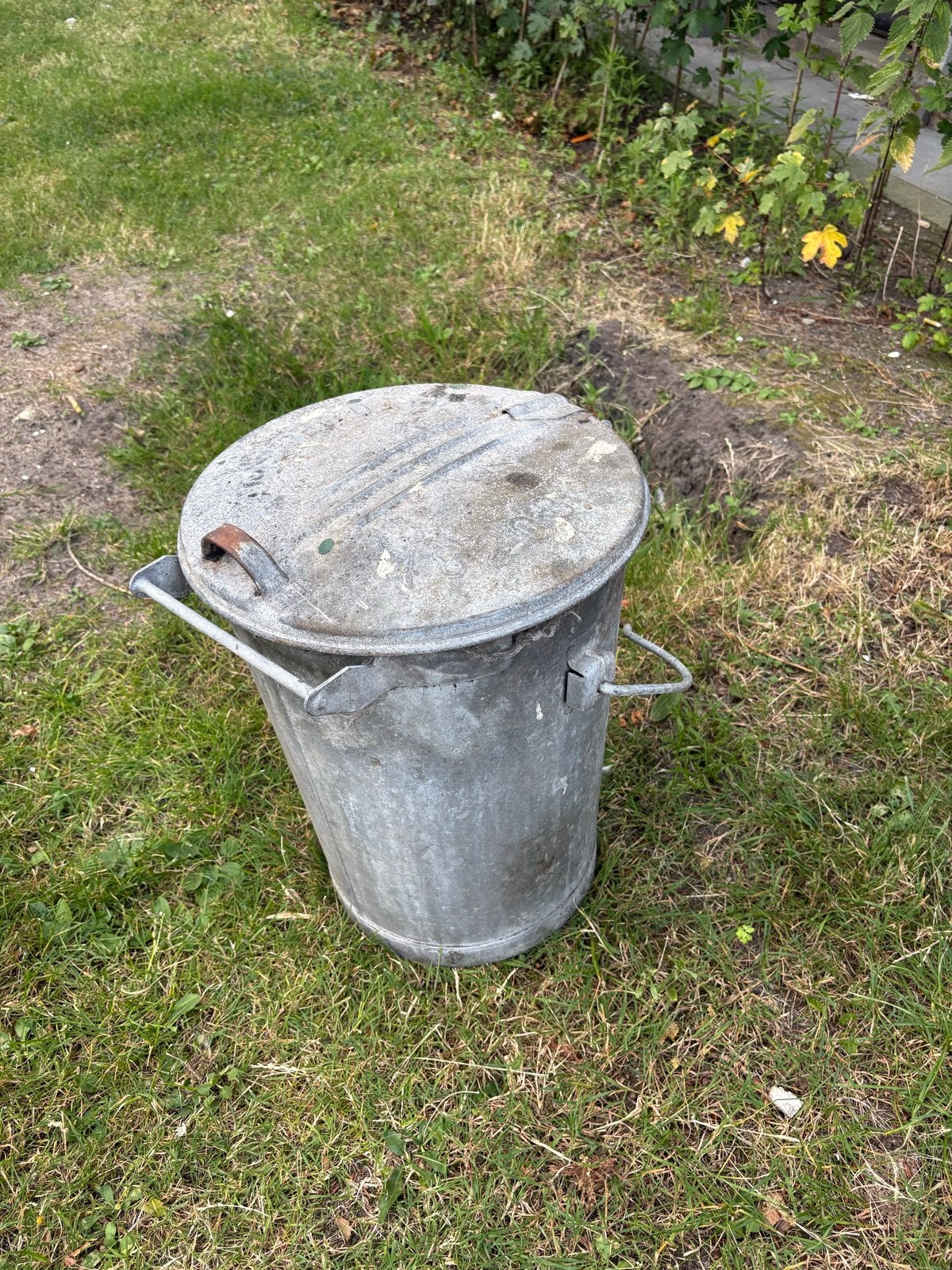 Zinken Afvalemmer VuilnisEmmer Amsterdam Plantenbak Vintage, Ophalen, Gebruikt