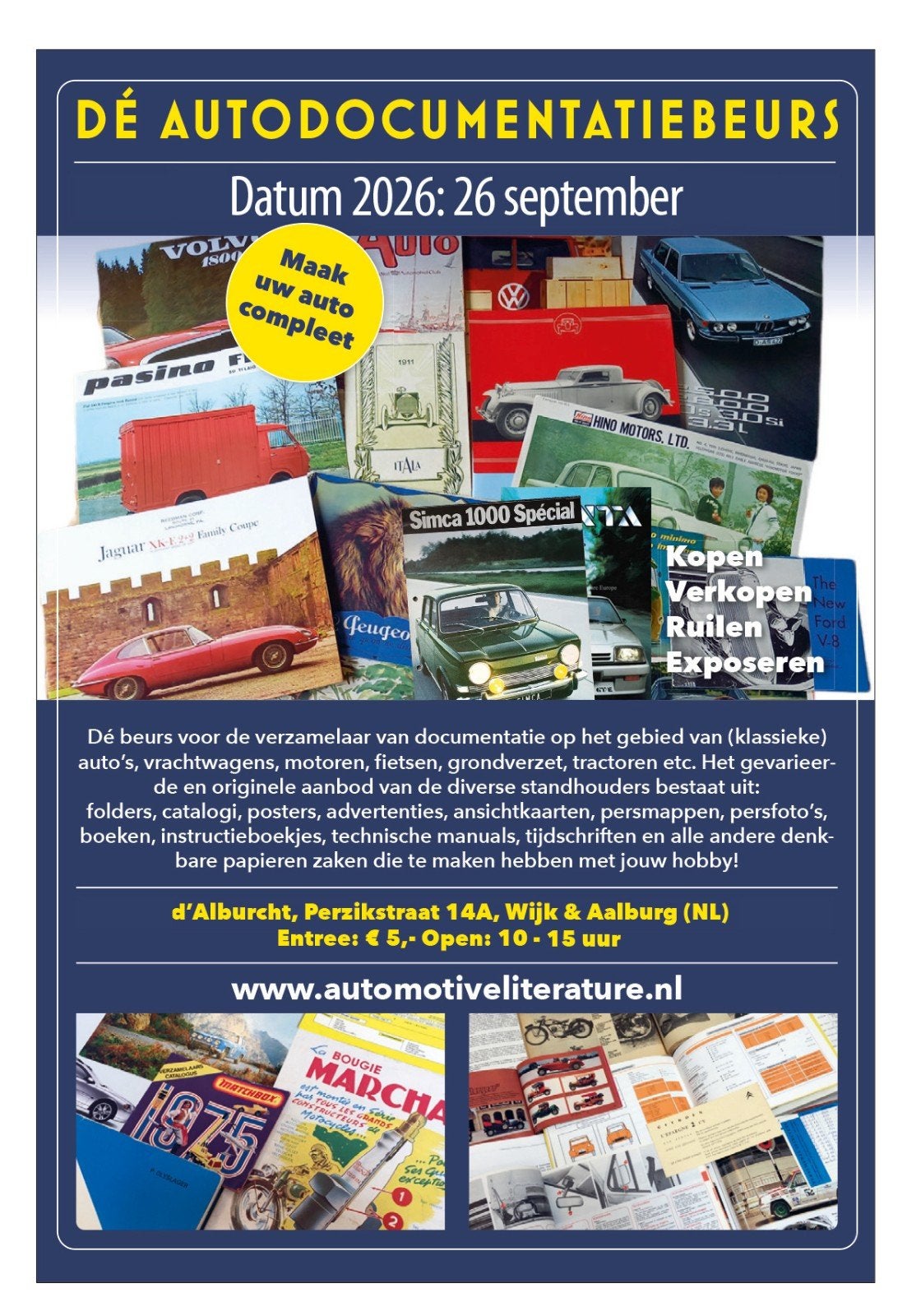 26 september '26 - dé Autodocumentatiebeurs, Ophalen of Verzenden