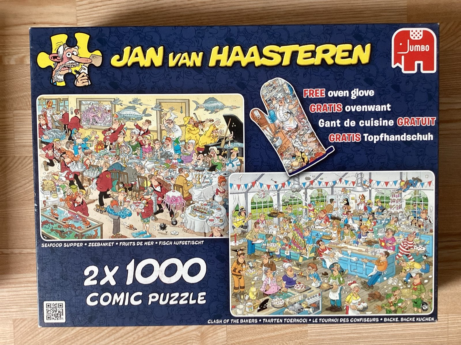 Jan van Haasteren 2x1000 puzzel: Zeebanket & Taartentoernooi, Ophalen, 500 t/m 1500 stukjes, Zo goed als nieuw, Legpuzzel