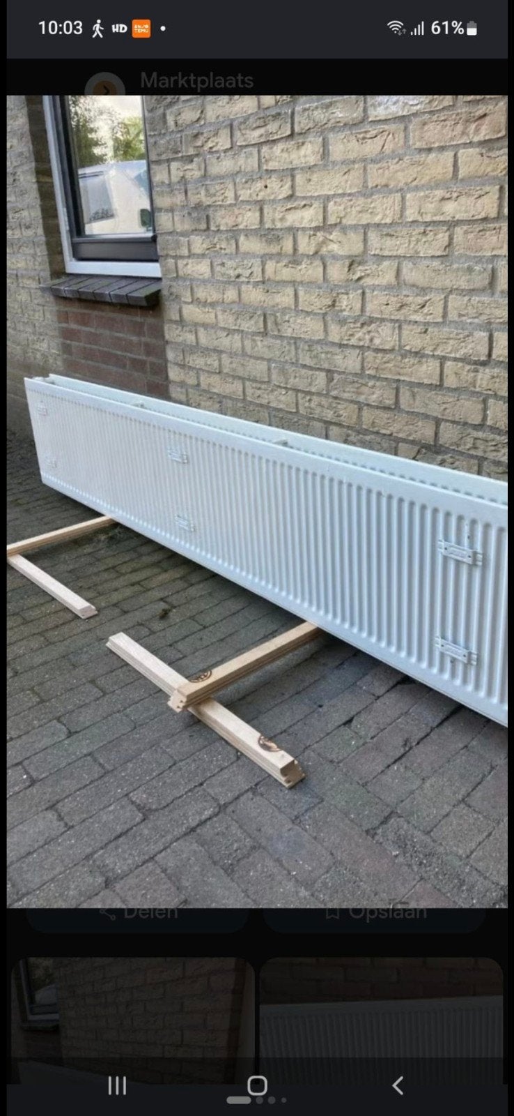 Grote witte radiator, zo goed als nieuw, Ophalen, 30 tot 80 cm, Radiator, 150 cm of meer
