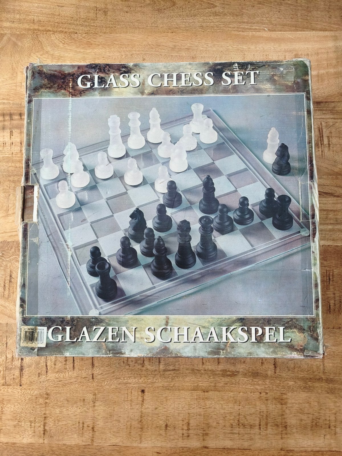 Glazen Schaakspel - Compleet met Schaakbord en Stukken, Hobby en Vrije tijd, Een of twee spelers, Ophalen of Verzenden, Zo goed als nieuw