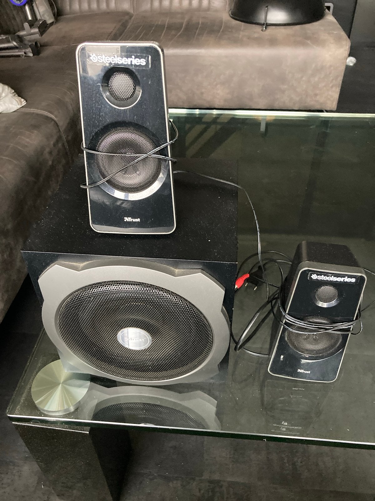 Trust Steelseries 2.1 Luidsprekerset met Subwoofer, Computers en Software, Ophalen of Verzenden, Gebruikt, Audiokanaal 2.1