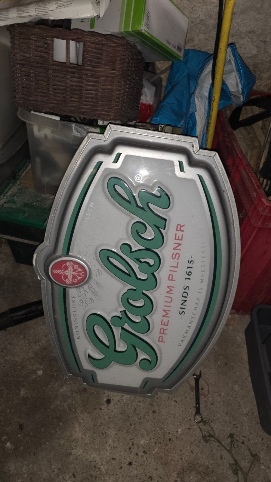 grolsch lichtbak voor buiten en neon lamp, Ophalen, Gebruikt