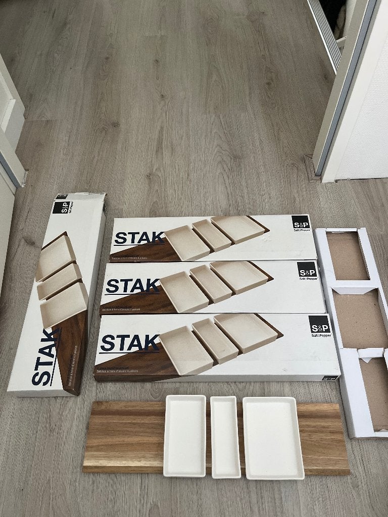Salt & Pepper STAK serveerset met houten plank – nieuw, Ophalen of Verzenden, Nieuw, Hout