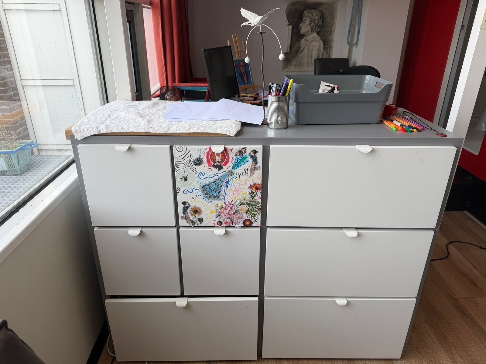 IKEA Visthus Grey/White, Ophalen, 100 tot 150 cm, Zo goed als nieuw, Minder dan 100 cm